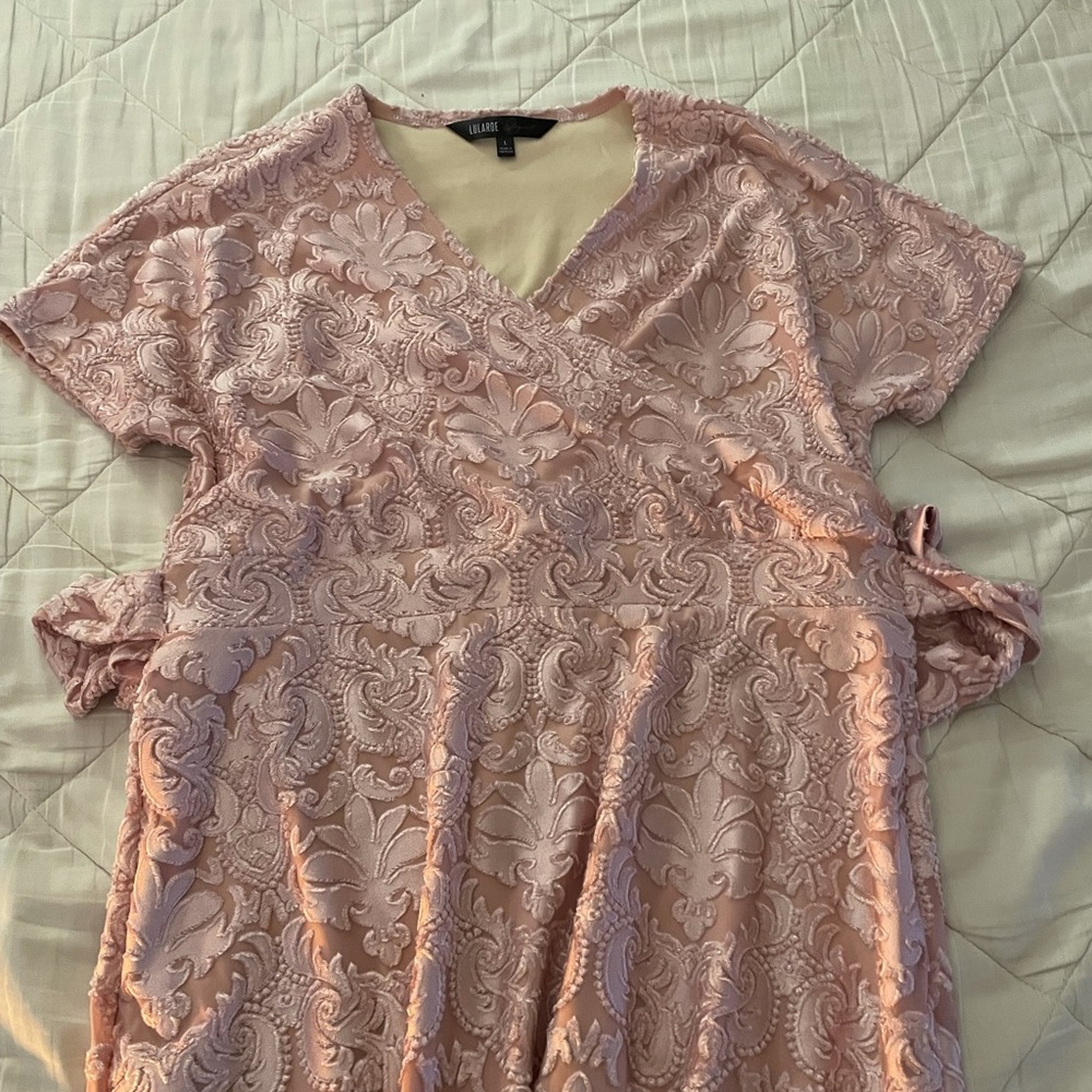 LuLaRoe Elegant Noelle- pink velvet, size L